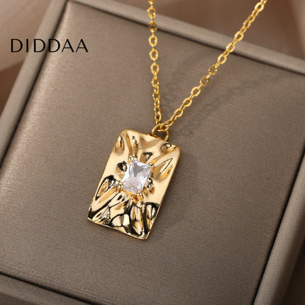 Vienna Pendant Necklace | Gold Shimmering Zirconia Chain - Necklaces