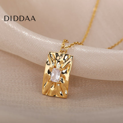 Vienna Pendant Necklace | Gold Shimmering Zirconia Chain - Necklaces