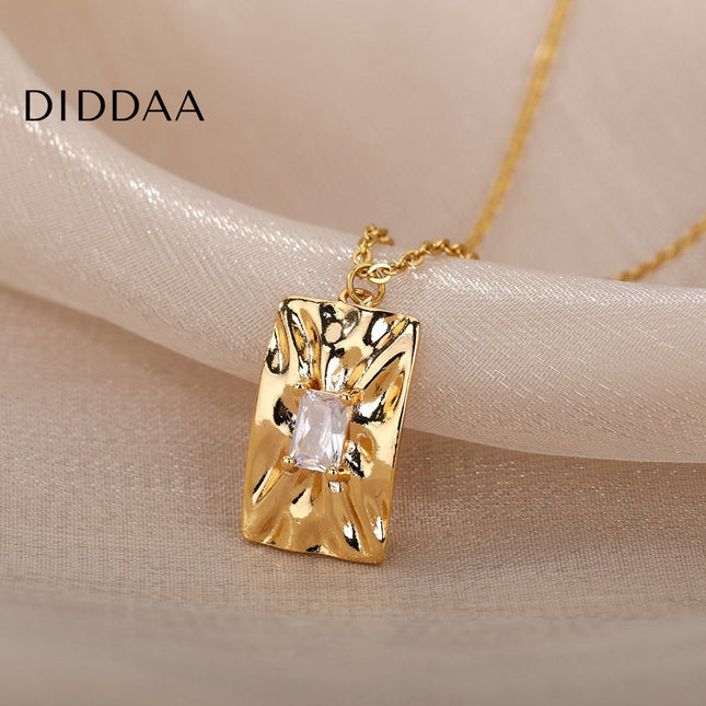 Vienna Pendant Necklace | Gold Shimmering Zirconia Chain - Necklaces