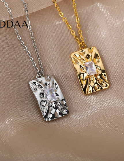 Vienna Pendant Necklace | Gold Shimmering Zirconia Chain - Silver - Necklaces