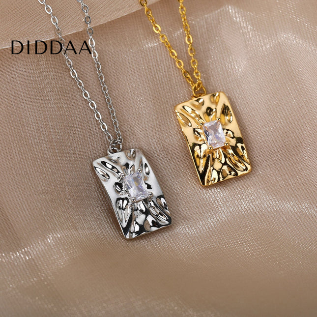 Vienna Pendant Necklace | Gold Shimmering Zirconia Chain - Silver - Necklaces
