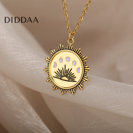 Femme Pendant Necklace | Gold Rising Sun Chain - Necklaces