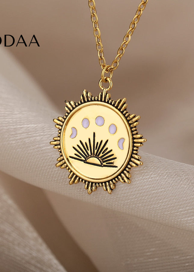 Femme Pendant Necklace | Gold Rising Sun Chain - Necklaces
