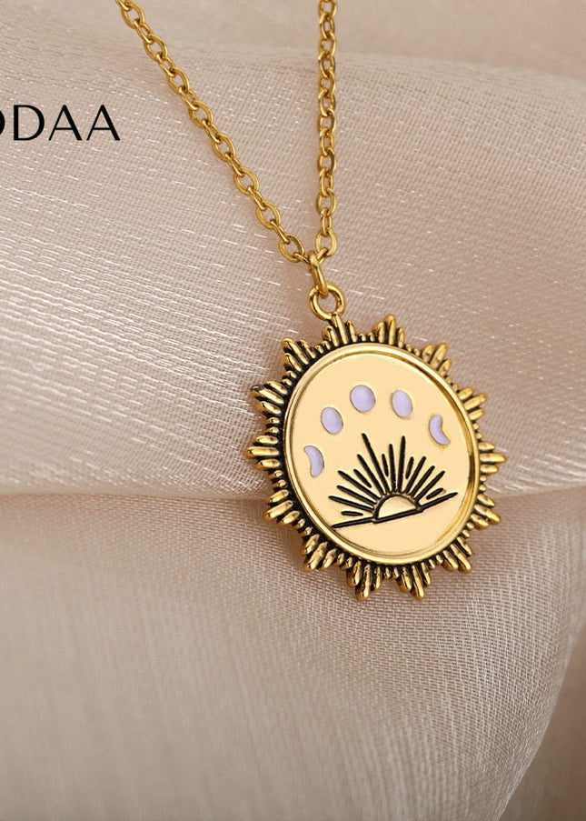 Femme Pendant Necklace | Gold Rising Sun Chain - Necklaces
