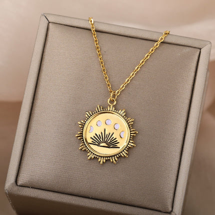 Femme Pendant Necklace | Gold Rising Sun Chain - Gold - Necklaces