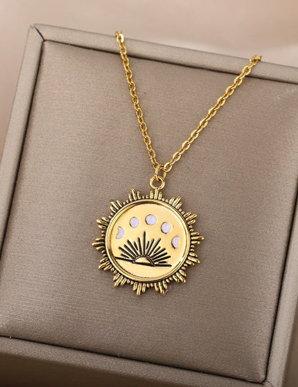 Femme Pendant Necklace | Gold Rising Sun Chain - Gold - Necklaces