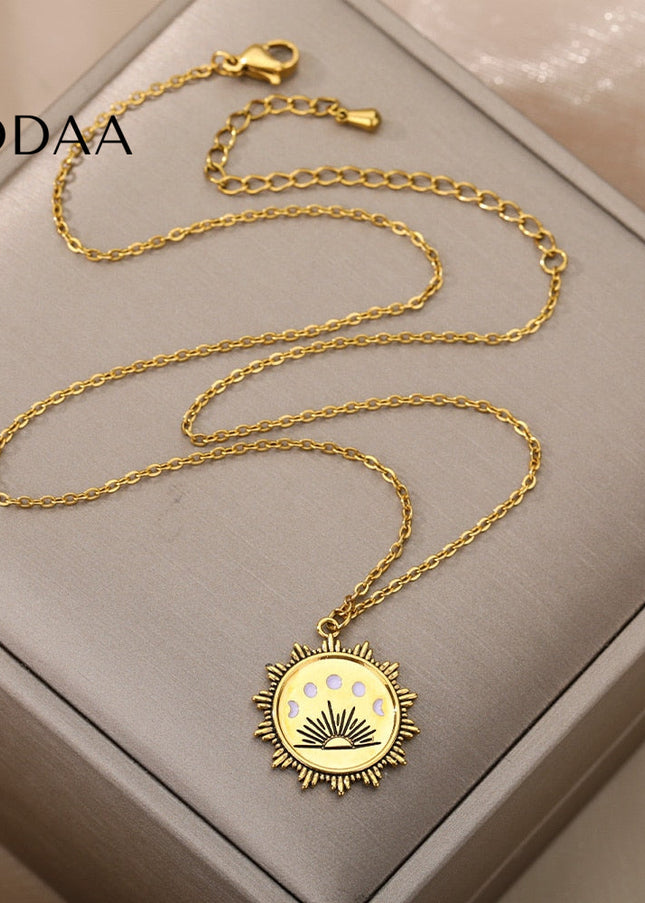 Femme Pendant Necklace | Gold Rising Sun Chain - Necklaces