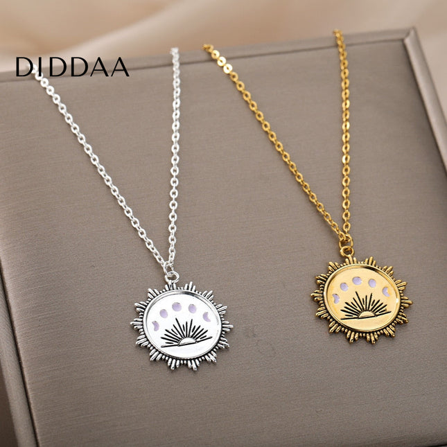 Femme Pendant Necklace | Gold Rising Sun Chain - Silver - Necklaces