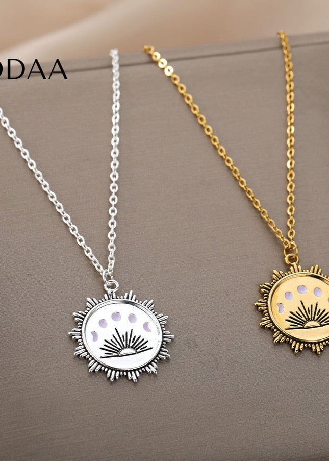 Femme Pendant Necklace | Gold Rising Sun Chain - Silver - Necklaces