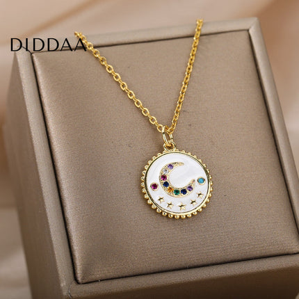 Bohemian Pendant Necklace | Gold Black Half Moon Chain - Necklaces