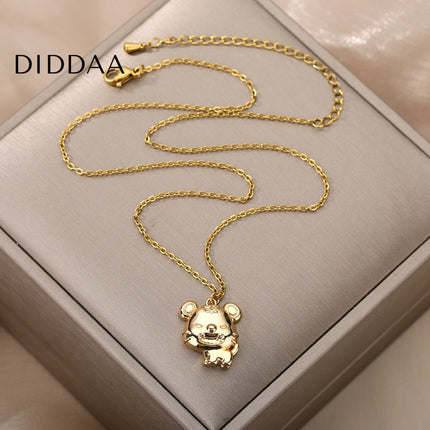 Grumpy Pendant Necklace | Gold Silver Bear Animal Chain - Necklaces