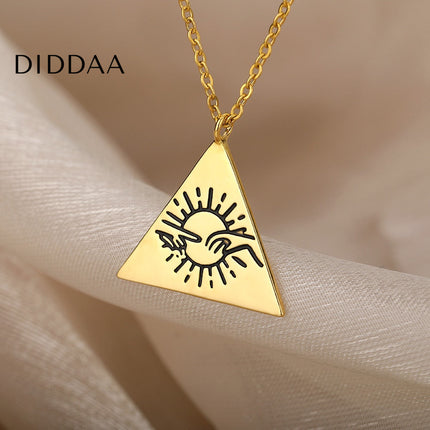 Valoir Pendant Necklace | Gold Triangle Touching Hands Chain - Necklaces