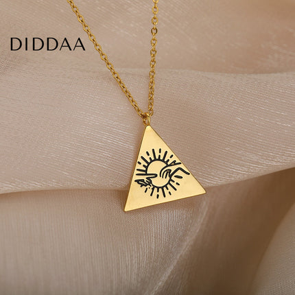 Valoir Pendant Necklace | Gold Triangle Touching Hands Chain - Necklaces