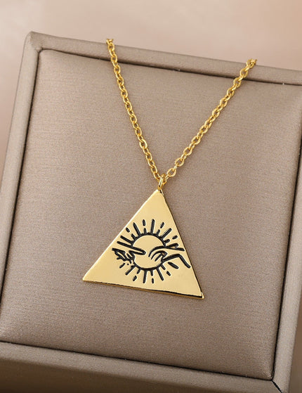 Valoir Pendant Necklace | Gold Triangle Touching Hands Chain - Gold - Necklaces