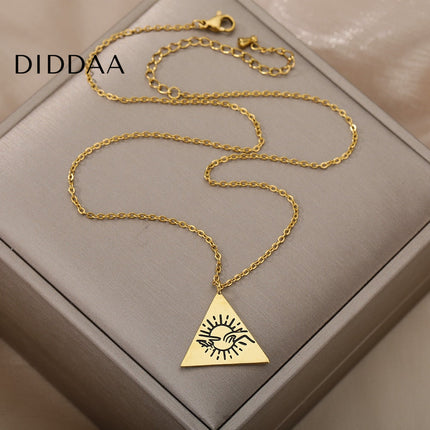 Valoir Pendant Necklace | Gold Triangle Touching Hands Chain - Necklaces