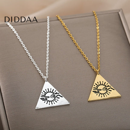 Valoir Pendant Necklace | Gold Triangle Touching Hands Chain - Silver - Necklaces