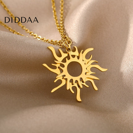 Board Pendant Necklace | Gold Silver Shimmering Sun Chain - Necklaces