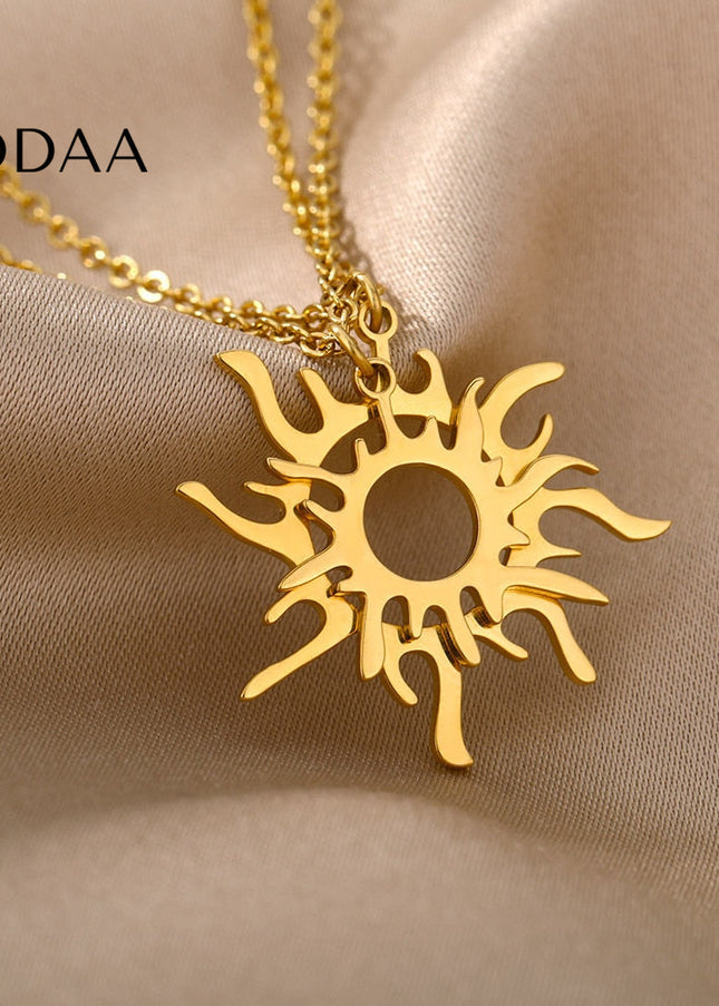 Board Pendant Necklace | Gold Silver Shimmering Sun Chain - Necklaces