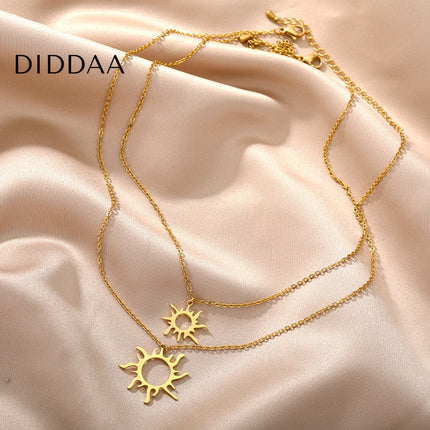 Board Pendant Necklace | Gold Silver Shimmering Sun Chain - Necklaces