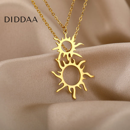 Board Pendant Necklace | Gold Silver Shimmering Sun Chain - Necklaces