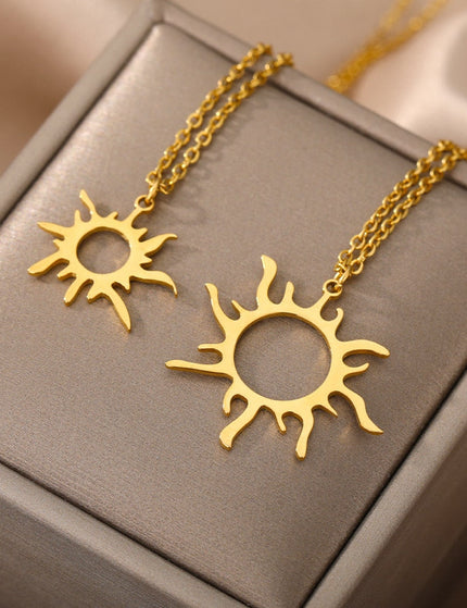 Board Pendant Necklace | Gold Silver Shimmering Sun Chain - Gold - Necklaces