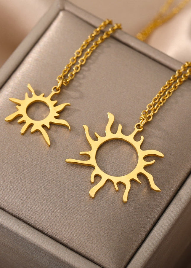 Board Pendant Necklace | Gold Silver Shimmering Sun Chain - Gold - Necklaces