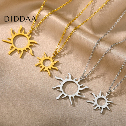 Board Pendant Necklace | Gold Silver Shimmering Sun Chain - Silver - Necklaces