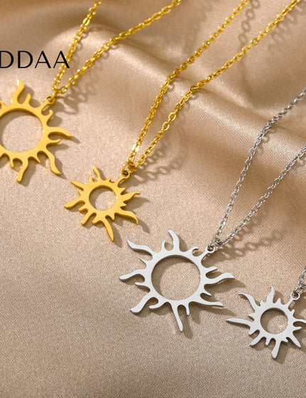 Board Pendant Necklace | Gold Silver Shimmering Sun Chain - Silver - Necklaces