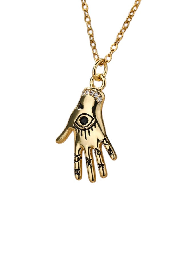 Grasp Pendant Necklace | Gold Hand Eye Chain