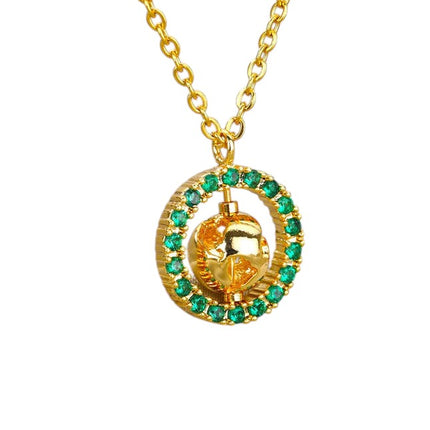 Teramo Pendant Necklace | Gold Ball Green Stone Chain