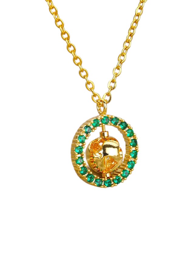 Teramo Pendant Necklace | Gold Ball Green Stone Chain
