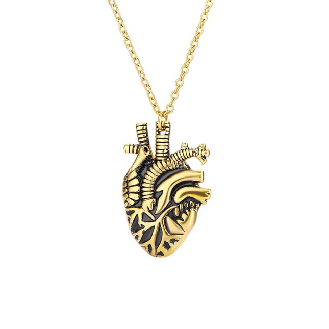 Garde Pendant Necklace | Gold Black Heart Chain