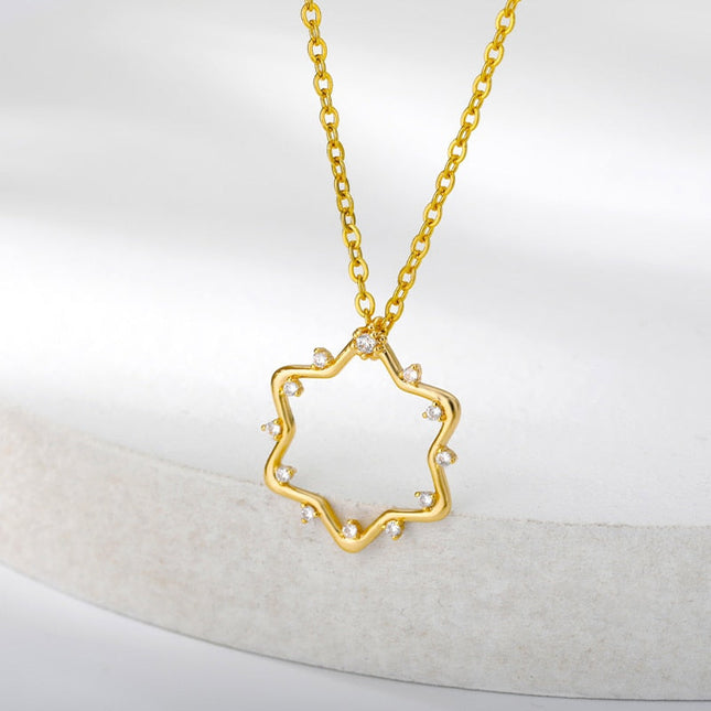 June Pendant Necklace | Gold Minimal Zirconia Chain - Gold - Necklaces