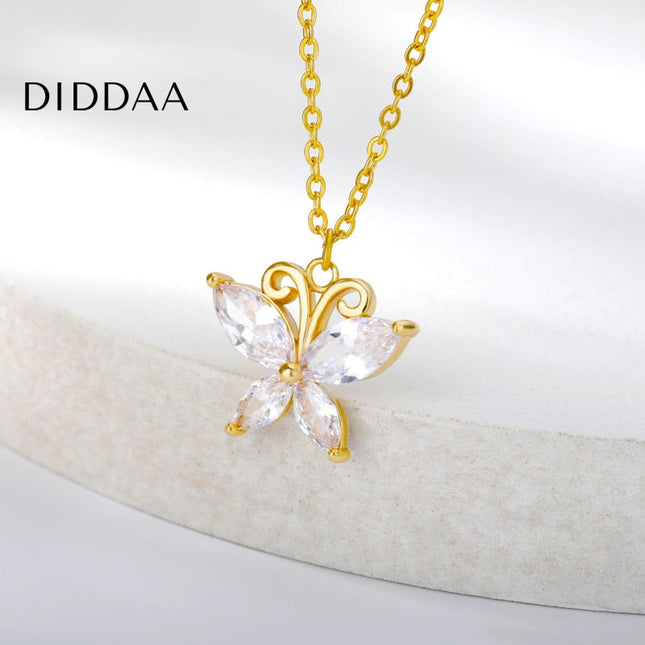 Madison Pendant Necklace | Gold Zirconia Butterfly Animal Chain - Necklaces