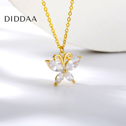 Madison Pendant Necklace | Gold Zirconia Butterfly Animal Chain - Necklaces