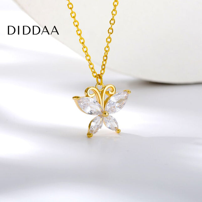 Madison Pendant Necklace | Gold Zirconia Butterfly Animal Chain - Necklaces