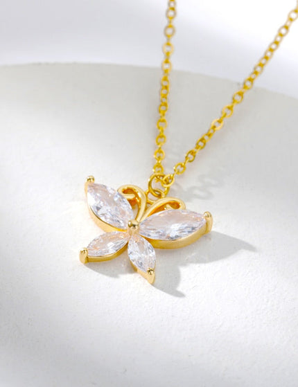 Madison Pendant Necklace | Gold Zirconia Butterfly Animal Chain - Gold - Necklaces