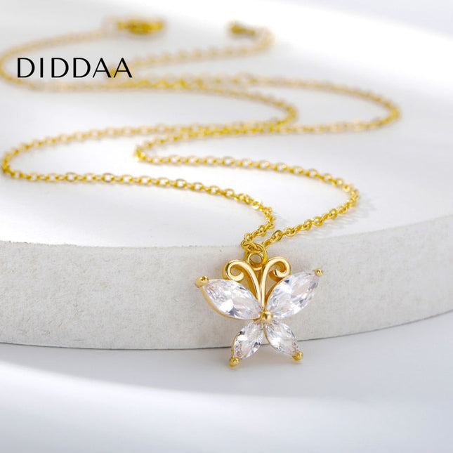 Madison Pendant Necklace | Gold Zirconia Butterfly Animal Chain - Necklaces
