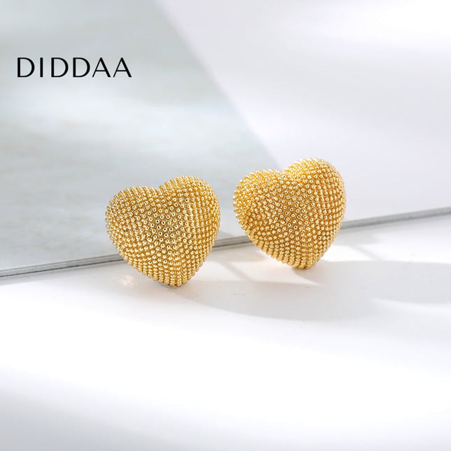 Soul Earrings | Gold Thick Heart Stud Earrings - Earrings