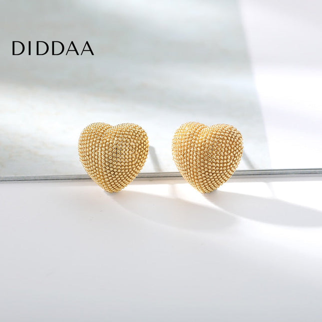 Soul Earrings | Gold Thick Heart Stud Earrings - Earrings