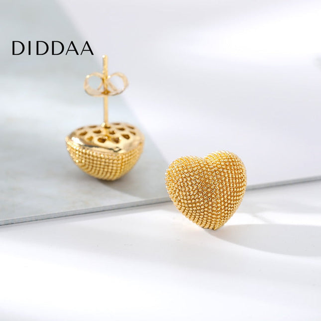 Soul Earrings | Gold Thick Heart Stud Earrings - Earrings