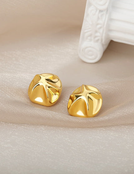 Audace Earrings | Gold Distressed Simple Stud Earrings - Gold - Earrings
