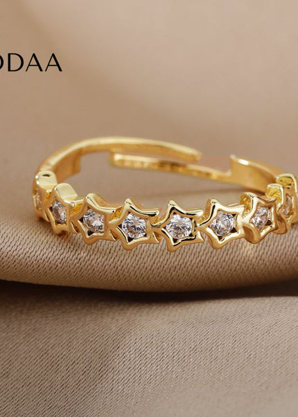 Issoire Ring | Gold Zirconia Stars Fine Ring - Gold / Adjustable - Rings