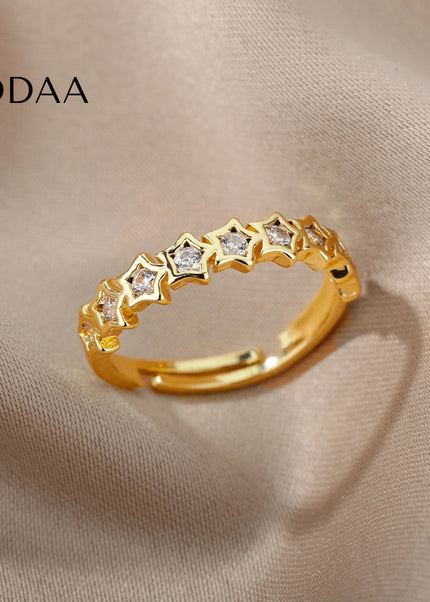 Issoire Ring | Gold Zirconia Stars Fine Ring - Gold / Adjustable - Rings