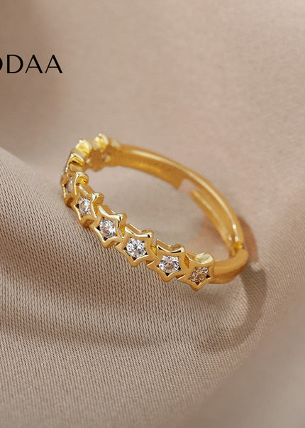 Issoire Ring | Gold Zirconia Stars Fine Ring - Gold / Adjustable - Rings