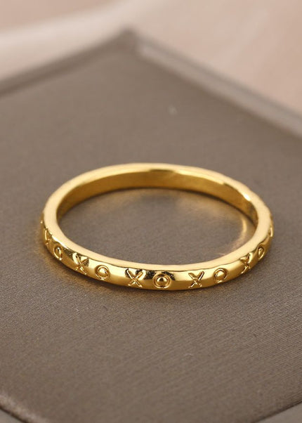 Rugged Ring | Gold X & O Fine Ring - 7 / Gold - Rings