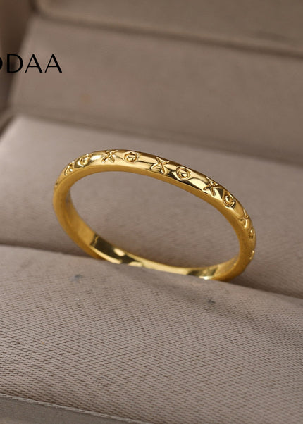 Rugged Ring | Gold X & O Fine Ring - Rings