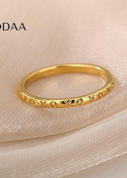 Rugged Ring | Gold X & O Fine Ring - Rings