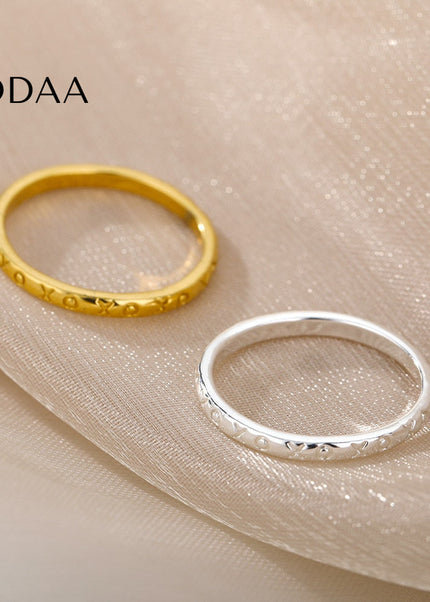 Rugged Ring | Gold X & O Fine Ring - 7 / Silver - Rings