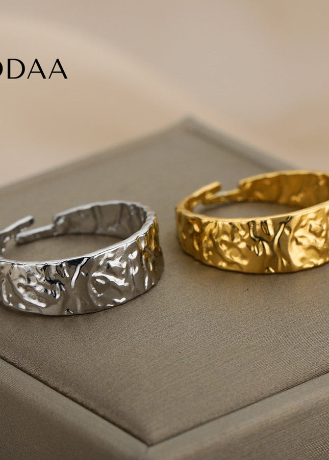 Jaded Ring | Gold Distressed Thick Statement Ring - Adjustable / Silver - Rings